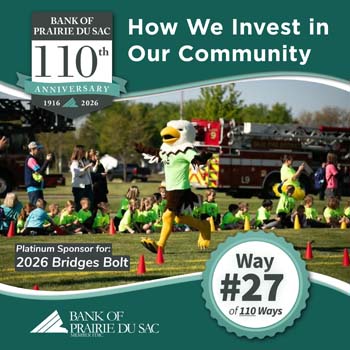 Way #27 - Bridges Bolt, a crowd of people watching eagle mascot costumed character running.